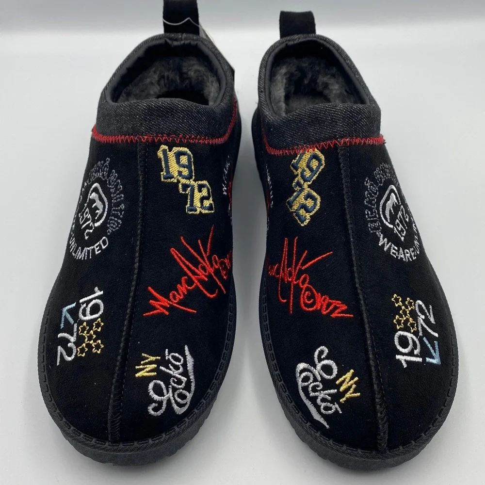 Ecko Fur Mule Mens Size 9 Y2k Style Palace x UGG Tasman Style Black Slipper